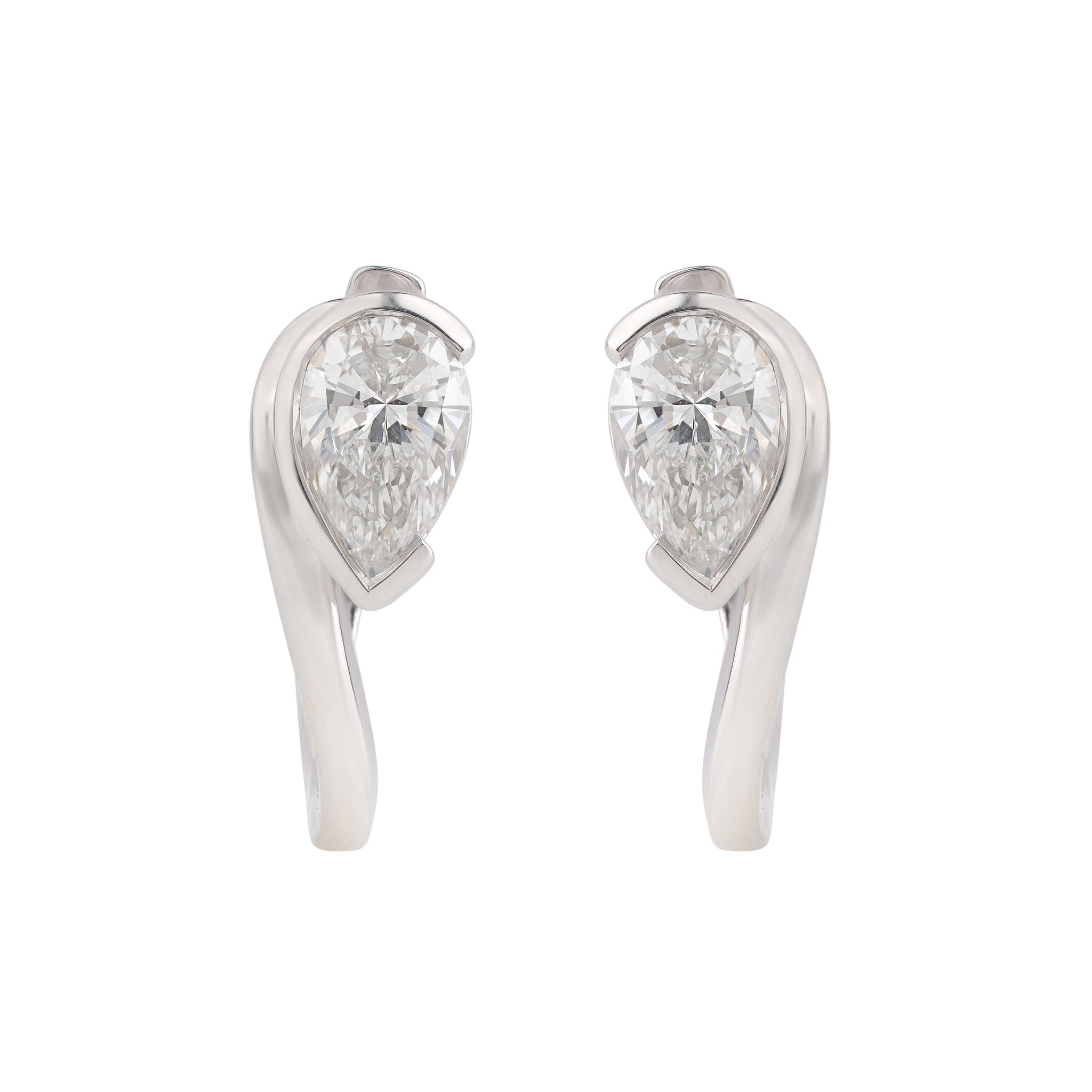 1 Ct Pear Cut Lab Grown Diamond Solitaire Hoop Earrings 925 Silver