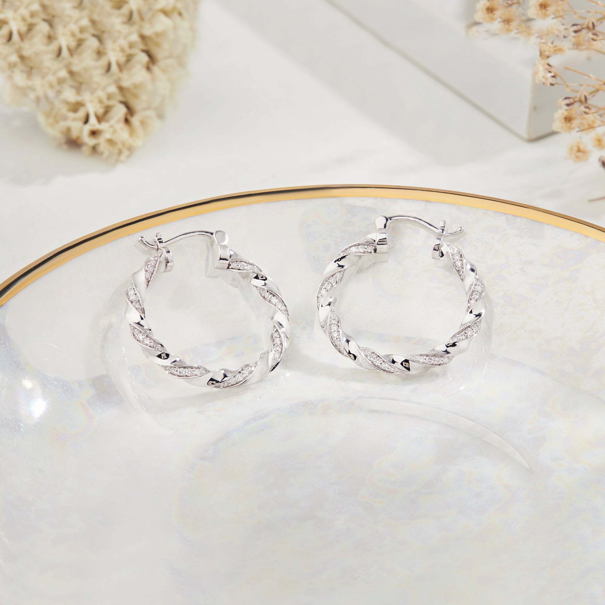 1.20 Ct Lab Grown Diamond Twisted Hoop Earrings