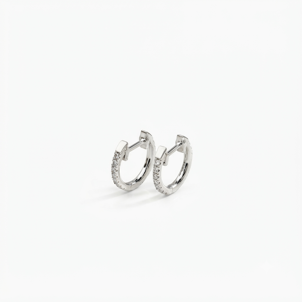 Lab Grown Diamond Scattered Huggie Hoop Earrings in Sterling Silver | 0.30 CT