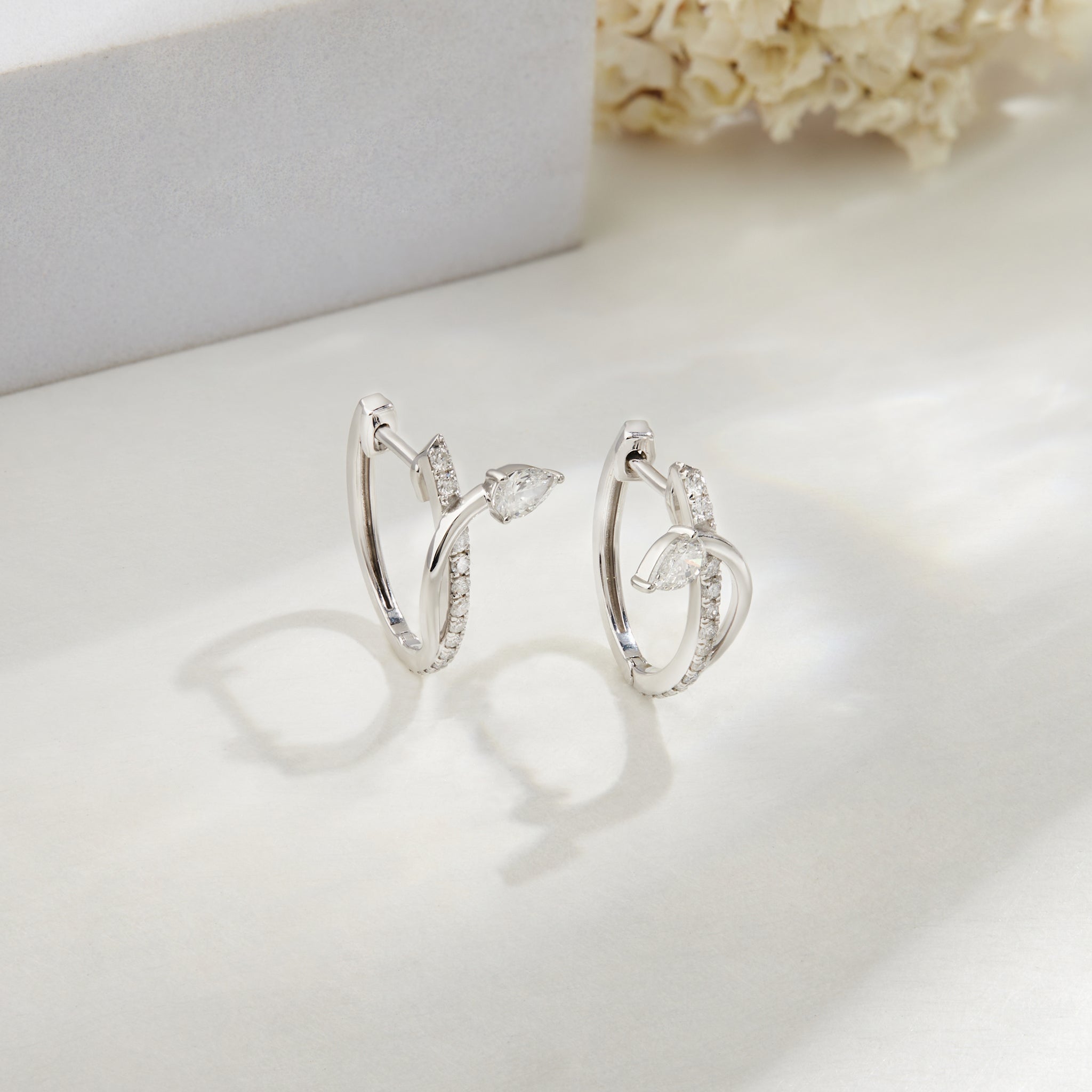0.55 Ct Lab Grown Diamond 925 Silver Hoop Earrings