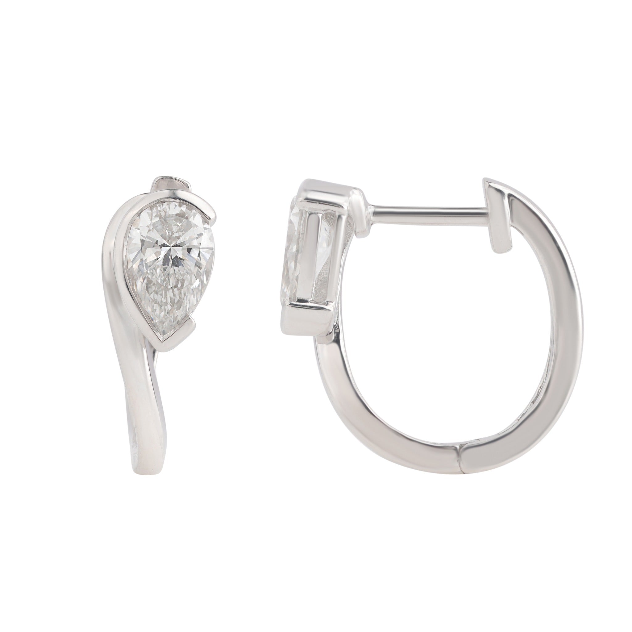 1 Ct Pear Cut Lab Grown Diamond Solitaire Hoop Earrings 925 Silver