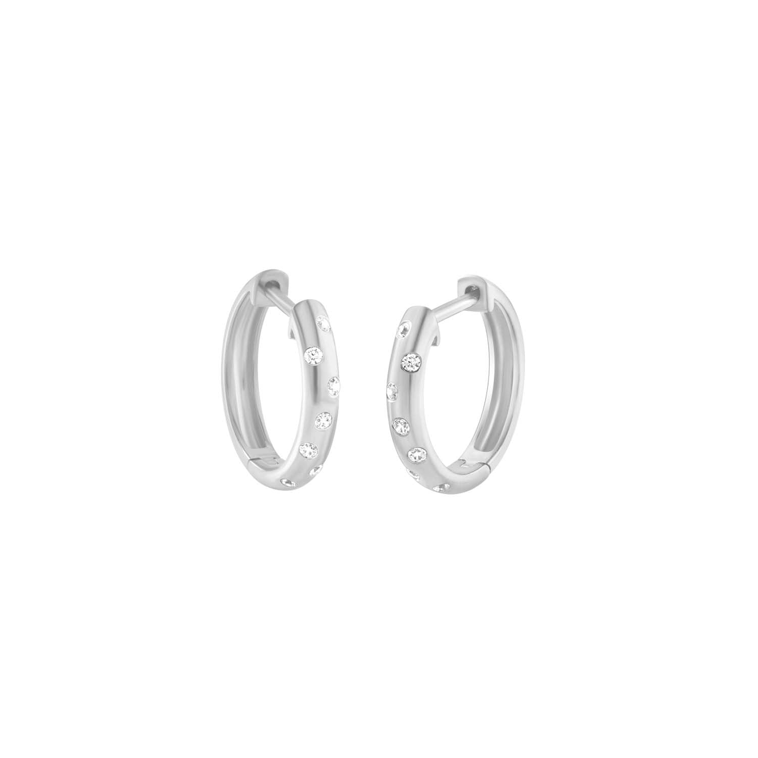 Lab Diamond Scattered Huggie Hoop Earrings in Sterling Silver | 0.30 CT