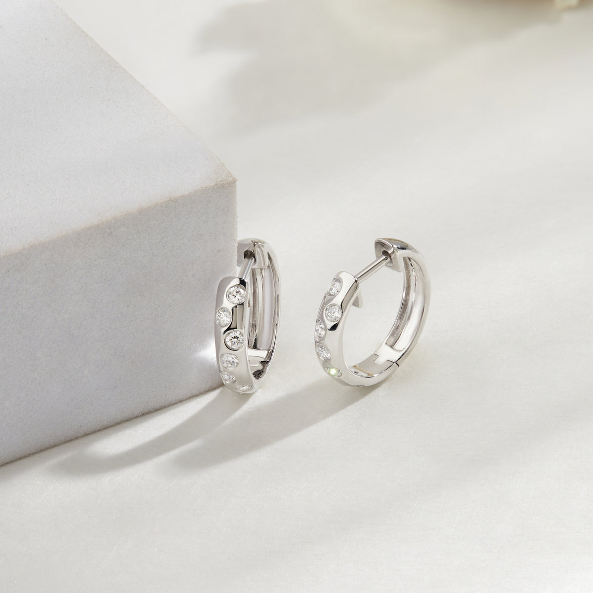 Lab Diamond Scattered Huggie Hoop Earrings in Sterling Silver | 0.30 CT