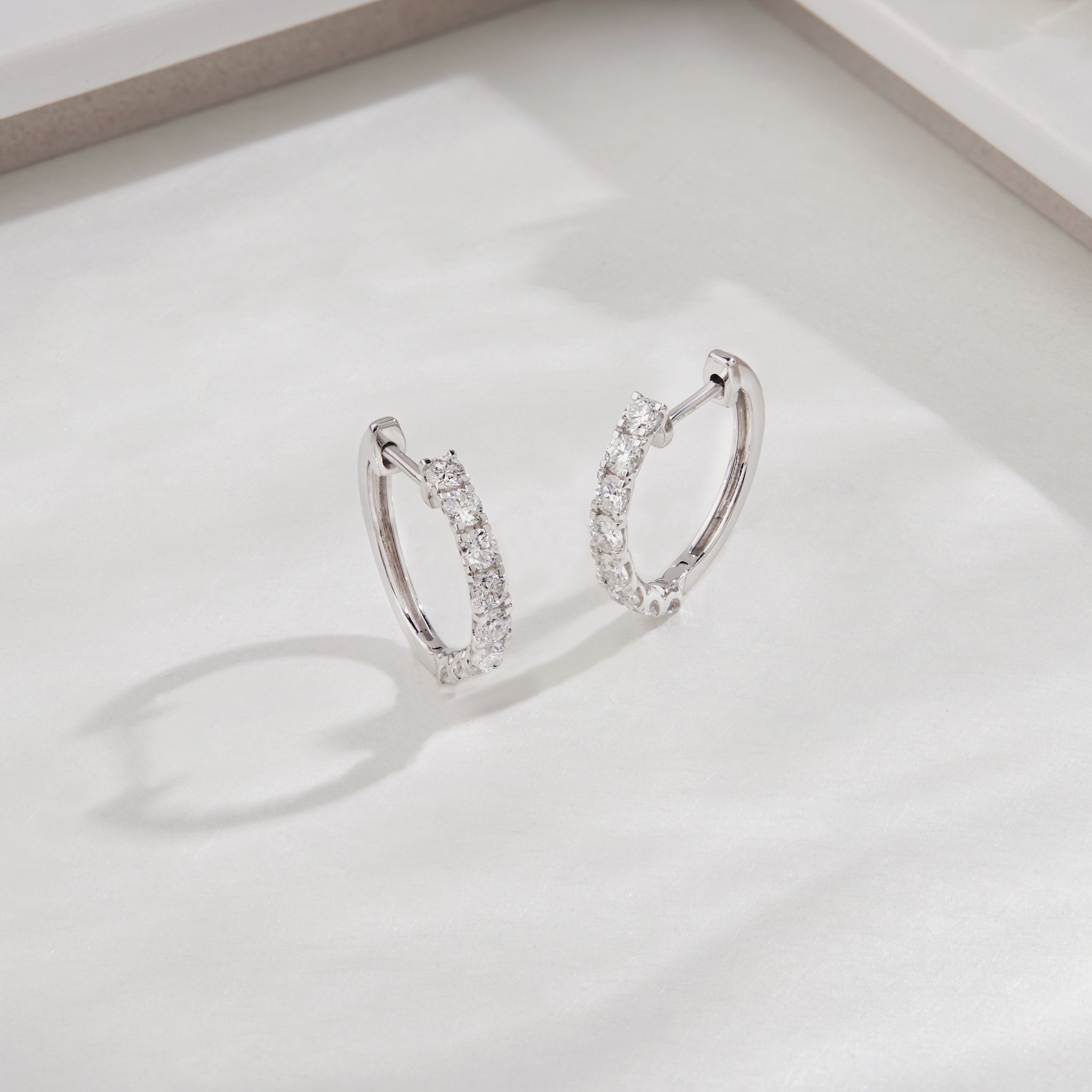 1.00 CT Lab Grown Diamond Hoop Earrings 925 Silver