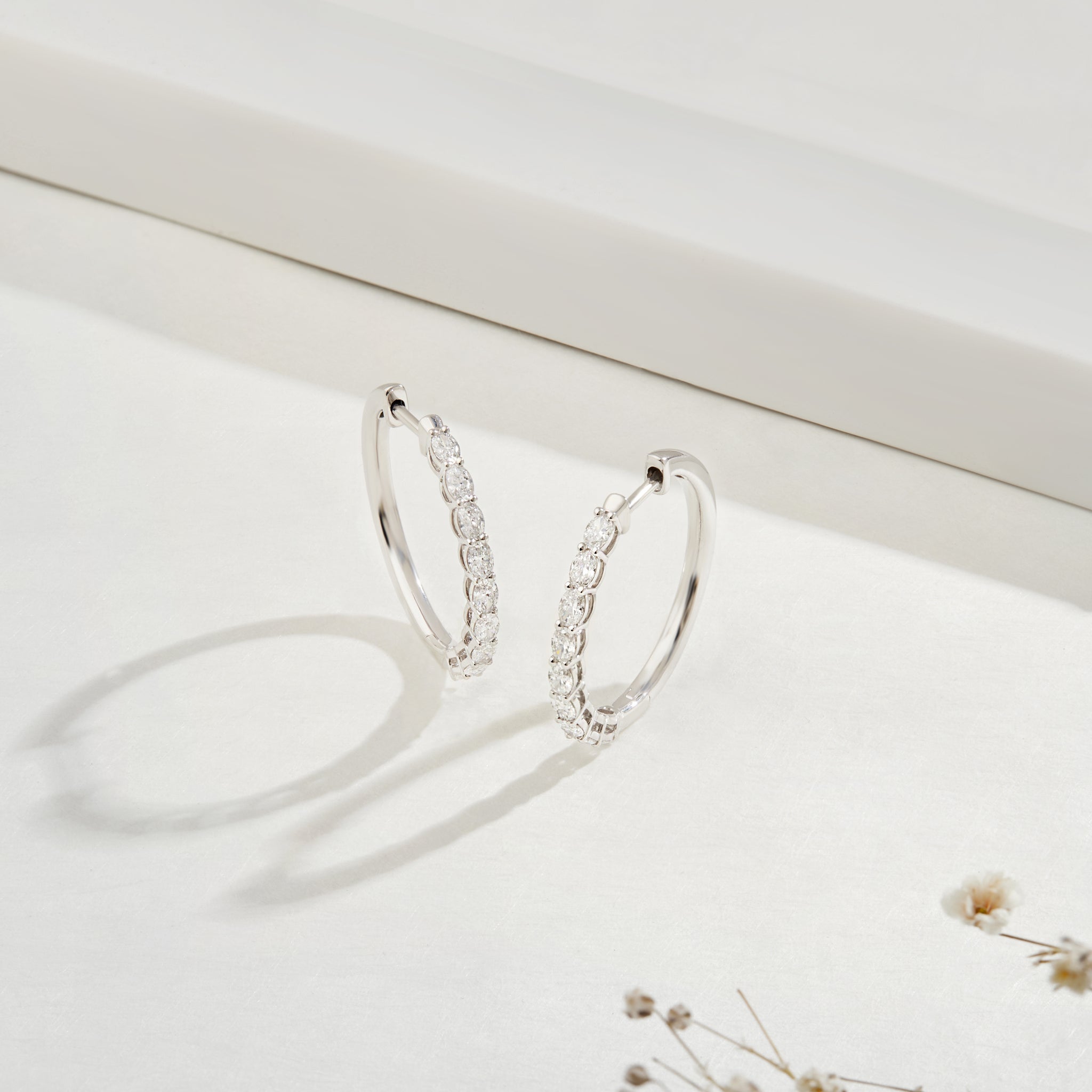0.95 Cttw Oval Cut Lab Grown Diamond Hoop Earrings
